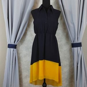 Collared Sleeveless High Low Dress